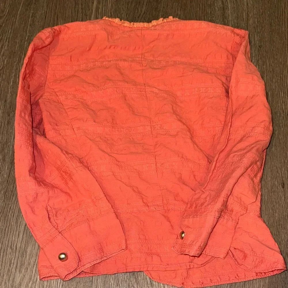 Coral Button-Up Blouse - Picture 3 of 5